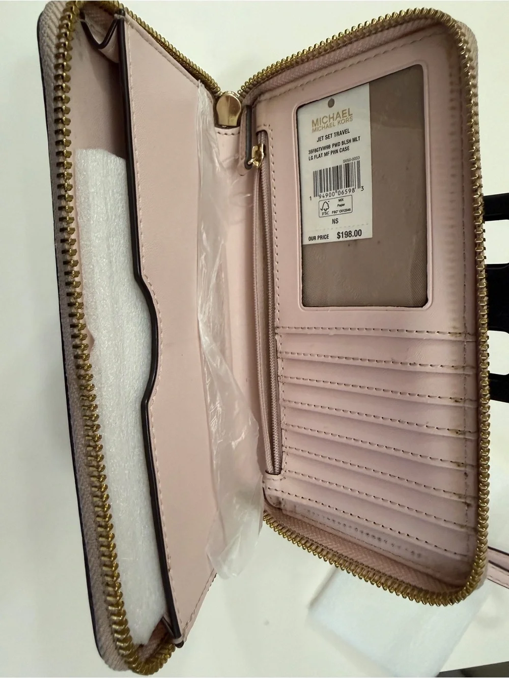 Michael Kors Cream Taupe Signature Zip Wristlet